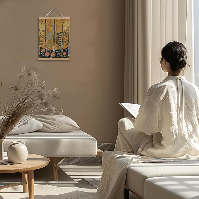 FITIE Vintage William Morris Inspired Rose Flower Tree Wall Art Poster Framed, Rustic Farmhouse Decor, Abstract Art Decor, Retro Mid Century Modern Floral Botanical Canvas Wall Art Prints for Home Office, 12x16 Inches