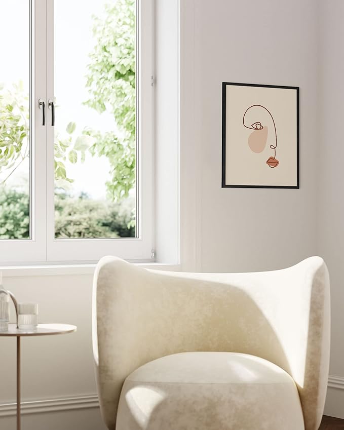 HAUS AND HUES Female Figure Wall Art Line Drawing - Single Line Drawing Wall Art, Minimalist Woman Art Print Line Art Wall Decor Silhouette Lipstick (16x20 Unframed)