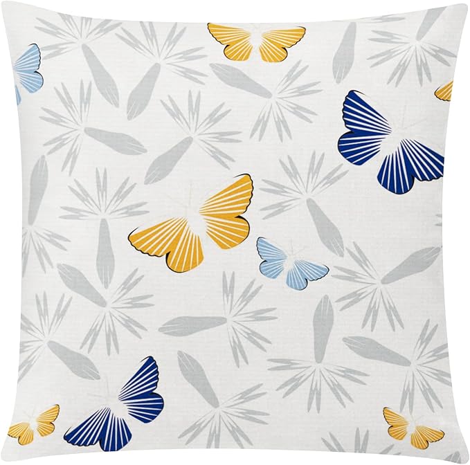 Blue Orange Pillow Covers 16x16 Set of 6, Yellow Blue Throw Pillow Cover for Couch, Daisy Dahlia Flower Pillowcase for Sofa Bedroom Living Room Farmhouse Home Decor