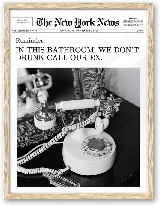 iHery Natural OAK Wood Trendy Retro Newspaper Headline Framed Wall Art, 12x16 in Hot Girls Poster Vintage Canvas Print, Beige Frame Logs Preppy Funny Girly Bathroom Décor Living Room Set of 1