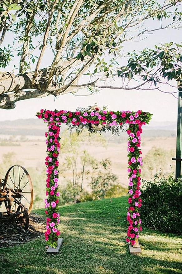 JUSTOYOU 2 Pack (15.8FT) Fake Rose Garland, Artificial Rose Vines Flowers Hanging Silk Rose Vine Wedding Home Backdrop Party Arch Arrangement Decoration