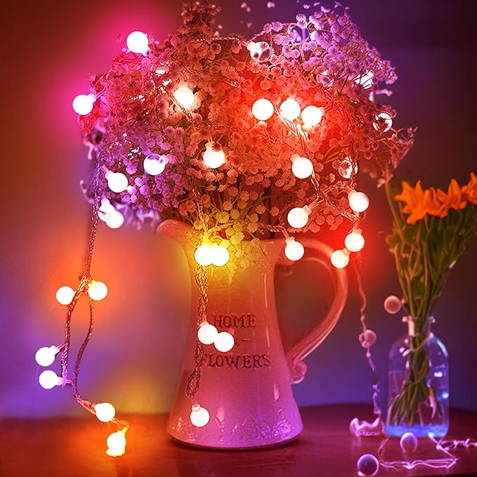 Led Globe String Lights Indoor, 10ft 11 Mode Color Changing String Lights Battery Operated Twinkle Lights with Remote Dimmable Rainbow String Lights for Classroom, Halloween, Room, Christmas