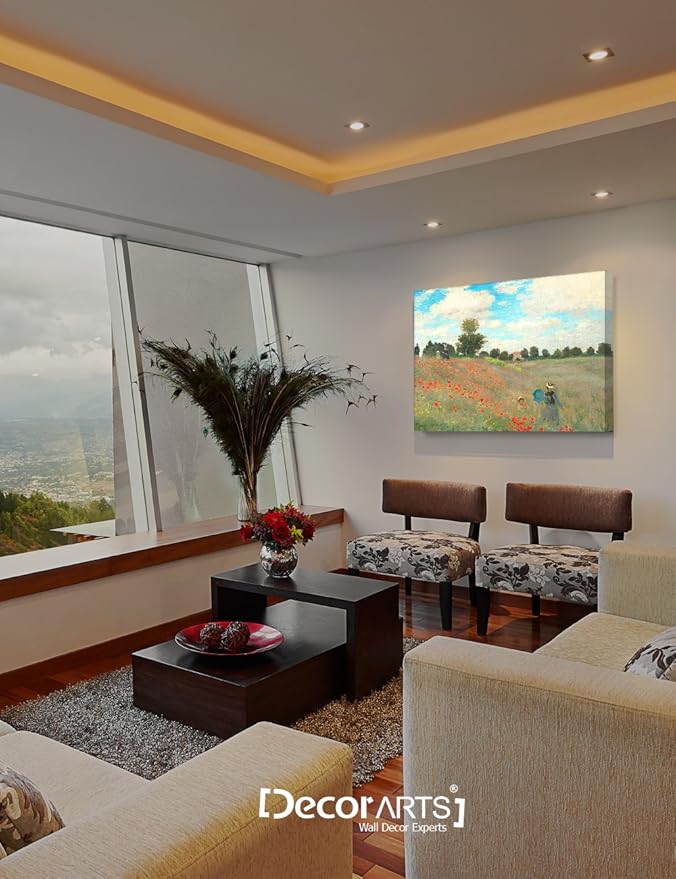 DECORARTS - Poppies at Argenteuil, 1873, Claude Monet Art Reproduction. Giclee Canvas Prints Wall Art for Home Decor 30x24