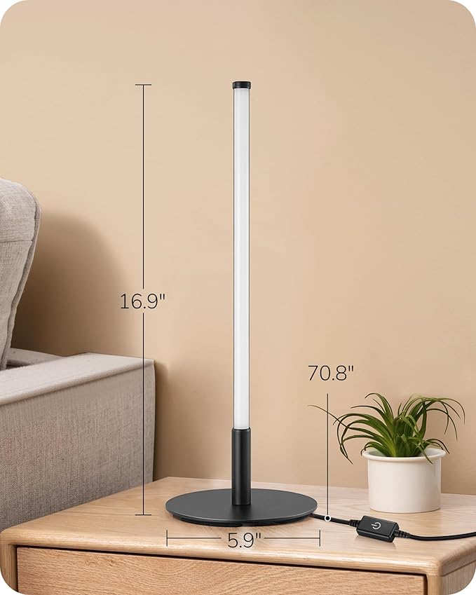 EDISHINE Upgraded LED Table Lamp Set of 2, Stepless Dimmable Bedside Lamps with Metal Finish & 3 Color Temperature, 6W Modern Desk Lamps, Black Nightstand Lamp for Bedroom, Living Room, Corner, Gift