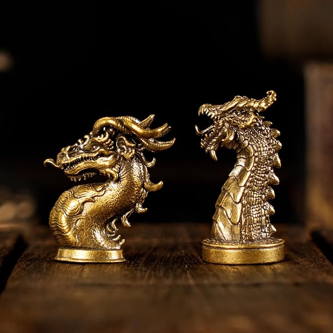 Retro Handcrafted Half-Body Dragon Sculpture - 100% Solid Brass Desk Ornament | Vintage Style Collectible Art Piece for Home & Office Unique Gift for Fantasy Lovers, Museum-Quality Dragon Head Statue