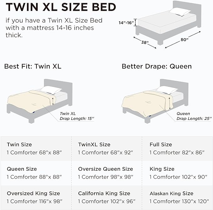 Bedsure Comforter Duvet Insert - Quilted Comforters Twin XL Size, All Season Duvet, GentleSoft Down Alternative Bedding, with 8 Tabs, Gifts for Women/Men, Beige, Twin XL 92 x 68 Inches