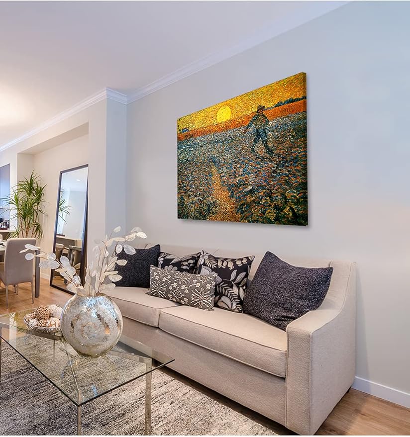 DECORARTS - The Sower - Vincent Van Gogh Art Reproduction. Giclee Print on Canvas. Wall Art for Home. 40x32