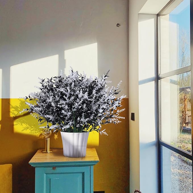 RECUTMS Artificial Plants Outdoor Artificial Outdoor Flowers UV Flowers Outdoor Artificial Greenery for Flower Arrangements Indoor Outside Hanging Plants Garden Porch Window Home Farmhouse Décor(B+W)