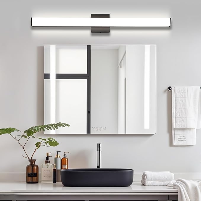 Bathroom Vanity Light Brushed Black Square LED 31.5 inch 24W 4000K Natural White Light Wall Bar Lighting Fixtures Over Mirror (Matte Black, 31.5in 4000K Dimmable)