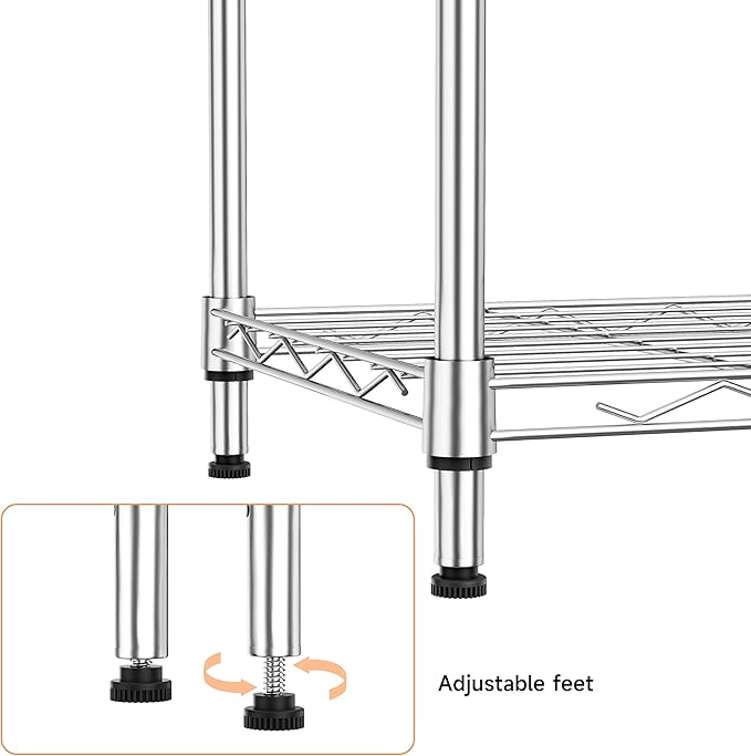 IZEUK 5 Tier Metal Wire Shelf Unit, Chrome Storage Rack Organizer for Kitchen, Bedroom, Living Room or Laundry Room, 17.7" W x 11.8" D x 55.0" H