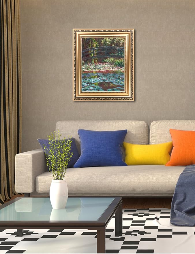 DECORARTS - Water Lily Pond 1900 Claude Monet Art Reproduction. Giclee Print& Museum Quality Framed Art for Wall Decor. Framed size: 26x22''