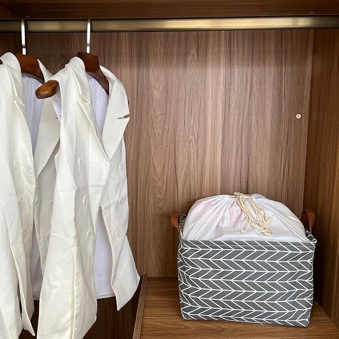 CLOCOR Rectangular Storage Basket,Collapsible Cute Pattern Storage Bin,Waterproof Coating Storage Box with Handles for Home Organization,Shelf Basket (3 Pack Grey Arrow)