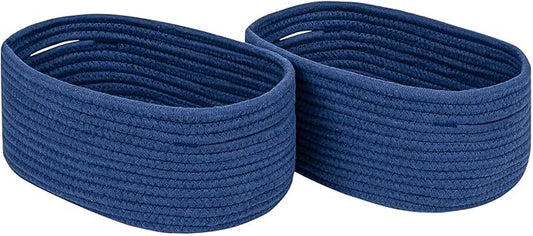 CubesLand Storage Basket, Cotton Rope, Navy Blue, 2 Pack, Organizing/Storage, Closet, Shelves, Decorative