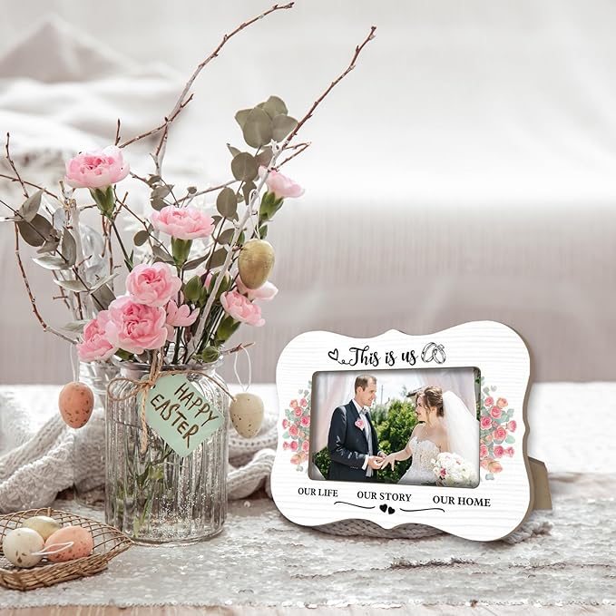 2025 Engagement Photo Frames（4X6"Photo） - This is us, our life, our story, our home - Couple Frames, Wedding Gifts For Newlyweds, Newly Married Bedroom Desktop Decoration Accessories - A02