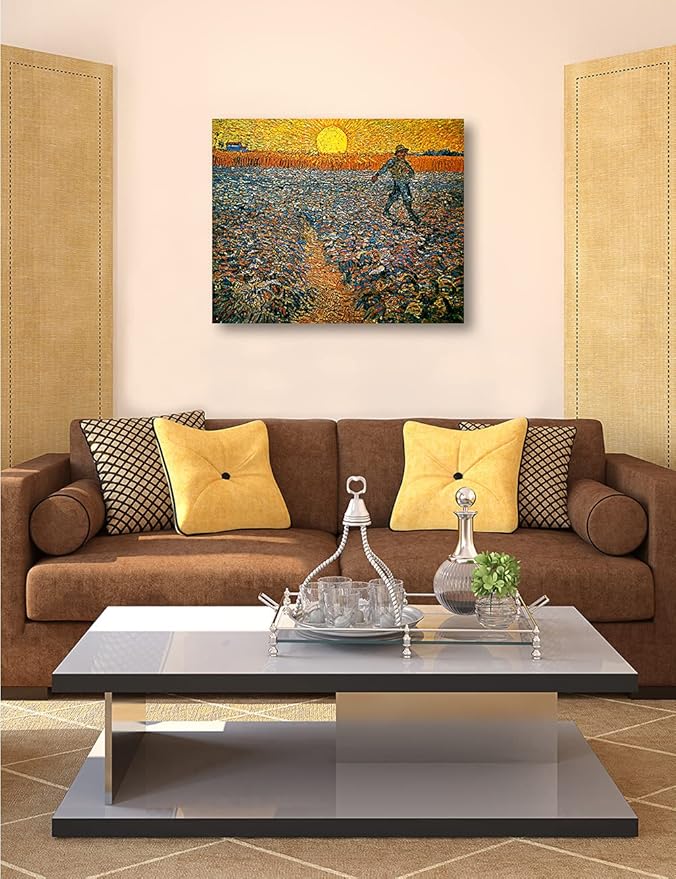 DECORARTS - The Sower, Vincent Van Gogh Art Reproduction. Giclee Canvas Prints Wall Art for Home Decor 30x24