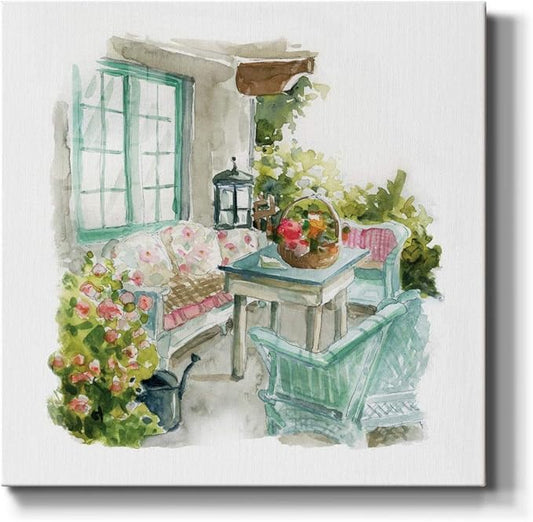 Wexford Home Square Premium Gallery Wrapped Canvas Flower Multicolor Wall Art Abstract Floral Romance Modern Pictures Print for Home Office, Ready to Hang, cottage retreat, 24x24