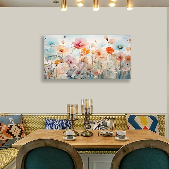 Tucai Decor Floral Canvas Wall Art Colorful Poppies Flower Painting on Canvas Artwork for Living Room Bedroom Decor 58W x 30H inches
