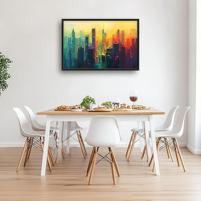 Framed Large Wall Art for Living Room, New York City Canvas Wall Decor, Large Cityscape Picture Framed Painting, Modern Artwork for Bedroom Office 36L'' × 24W''