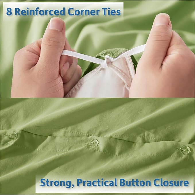 Nestl Twin Duvet Cover Set - Soft Double Brushed Calla Green Duvet Cover Twin, 2 Piece Twin/Twin XL Duvet Cover with Button Closure, 1 Duvet Cover 68x90 inches and 1 Pillow Sham