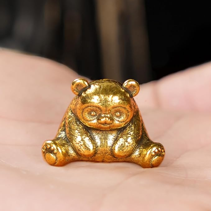 Retro Handcrafted Sitting Panda Ornament - 100% Solid Brass Decor Adorable Chubby Panda Sculpture in Resting Pose Vintage Style Collectible Art Piece Unique Gift for Panda Lovers & Nature Enthusiasts