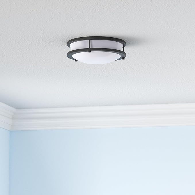 hykolity 10 inch Flush Mount LED Ceiling Light Fixture, 17W 1100lm, 2700K/3000K/3500K/4000K/5000K Adjustable Ceiling Lights, Oil Rubbed Bronze Saturn Dimmable Lighting for Hallway Bathroom or Kitchen