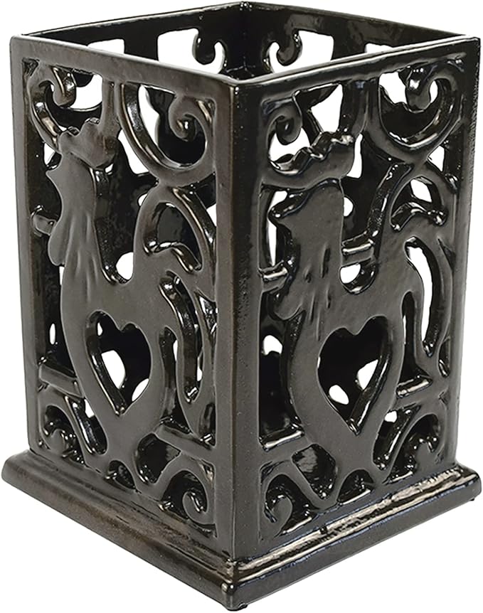 Vintage Utensil Holder for Countertop, Robust Cast Iron Utensil Holder for Kitchen Counter Cooking Tools Crock Spoon and Spatula Holder Organizer, Coffee Gold