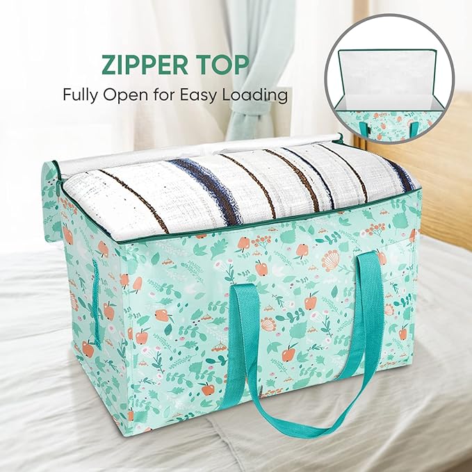 BALEINE 6-Pack Oversized Moving Bags with Reinforced Handles, Heavy-Duty Storage Tote for Clothes, Moving Supplies (Spring Stroll, 6-Pack)