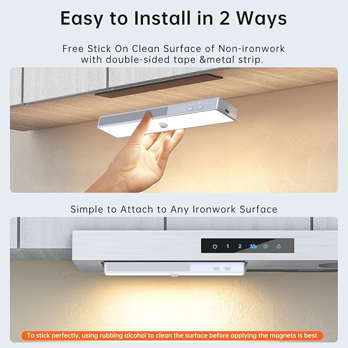 LED Closet Light, 30LEDs Dimmer USB Rechargeable Motion Sensor Light Under Cabinet Lighting with Remote Control, Wireless Stick-Anywhere Night Safe Light Bar for Wardrobe,Kitchen-2 Pcs