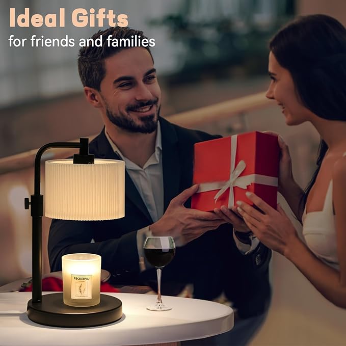 Candle Warmer Lamp with Timer, Candle Wax Warmer Adjustable Height Candle Lamp Warmer for Jar Candles, House Warming Gifts Home Decor Gifts for Women (Black-Upgrade)