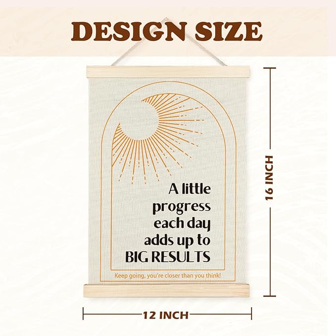 Supwhd Boho Positive Affirmations Wall Decor, Inspirational Add Up to Big Results Office Wall Art, Motivational Quotes Wall Art for Office Classroom Home, 12x16