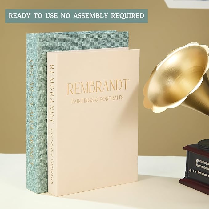 Decorative Books Set of 2 - Linen Storage Boxes & Decorative Fake Books | Photo & Keepsake Storage Box for Home Decor | Coffee Table, Bookshelf & Aesthetic Shelf Decor