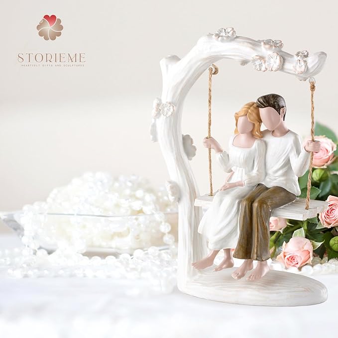 1st Year Gifts for Couple Anniversary Romantic Couples Swing Statue Wedding Engagement Gifts for Him Her Unique Resin Figurine Home Decor