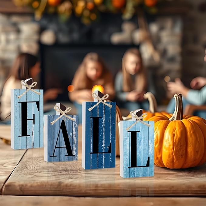 Blue Fall Decor Blue Thanksgiving Decorations Fall Decorations for Home Farmhouse Autumn Kitchen Harvest Party Decor for Table Centerpiece