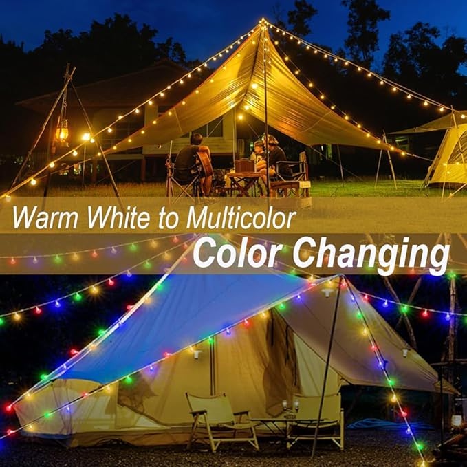 Mocalido 20ft Globe String Lights Battery Operated Outdoor, 40 LEDs Christmas Hanging Lights with Remote, Warm White & Multicolor Waterproof Fairy Lights for Camping Tent Indoor Bedroom Classroom