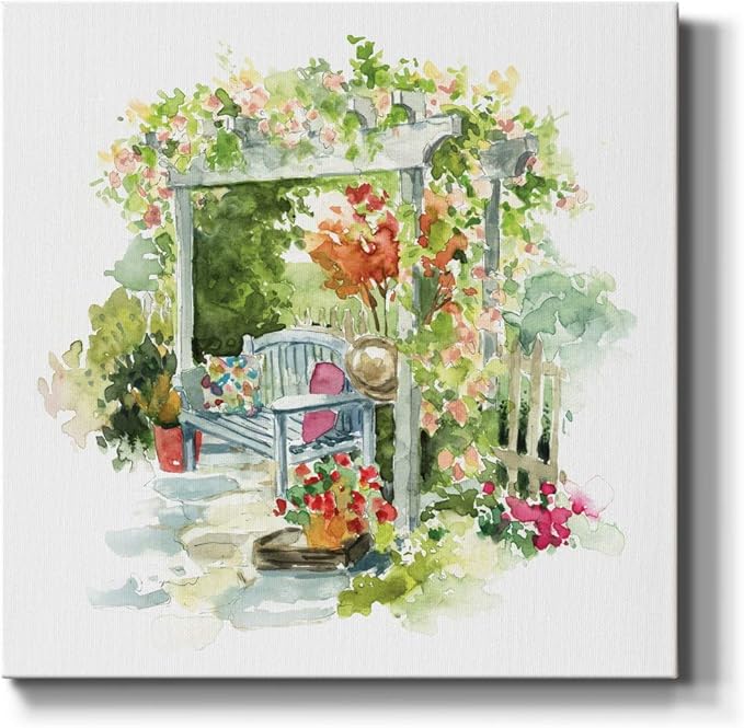 Wexford Home Square Premium Gallery Wrapped Canvas Flower Multicolor Wall Art Abstract Floral Romance Modern Pictures Print for Home Office, Ready to Hang, 16x16