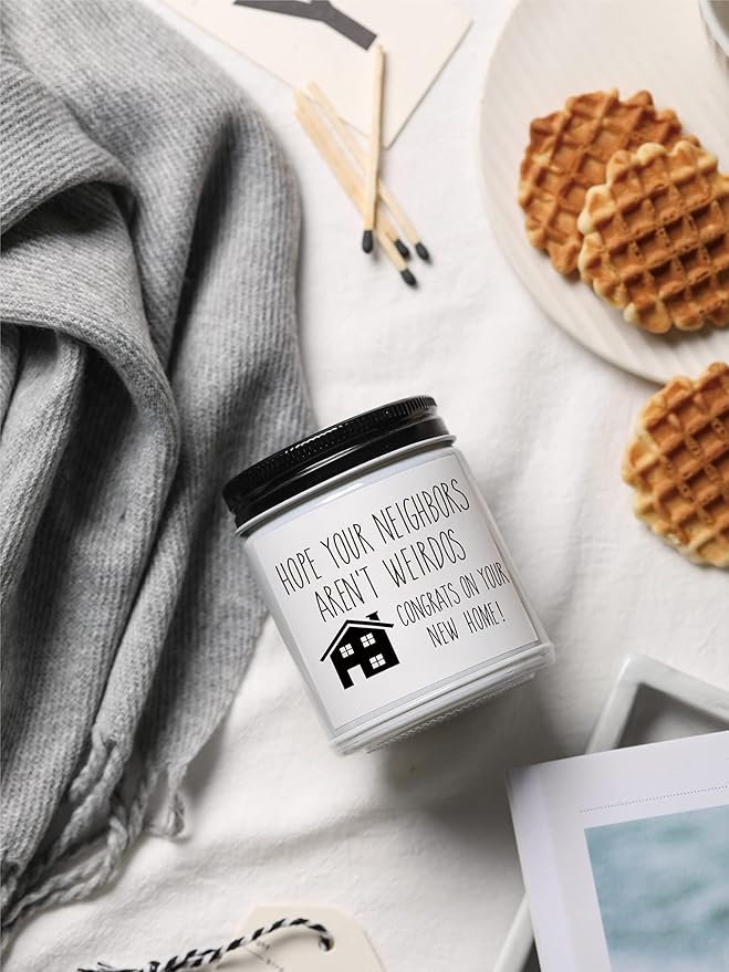 Housewarming Gifts for New Home, Housewarming Scented Candle, New Home Candle, New House Gift, Funny House Warming Gifts, New Homeowner Gift Idea (White)