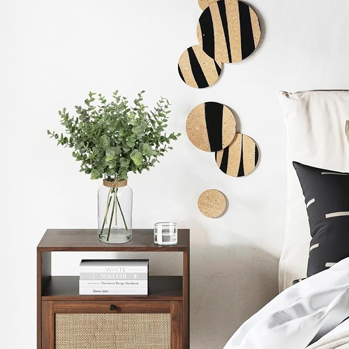 Briful Artificial Eucalyptus Stems in Clear Glass Vase with Faux Water, 14" Fake Plant Eucalyptus Leaves for Home Farmhouse Wedding Bathrooom Decor