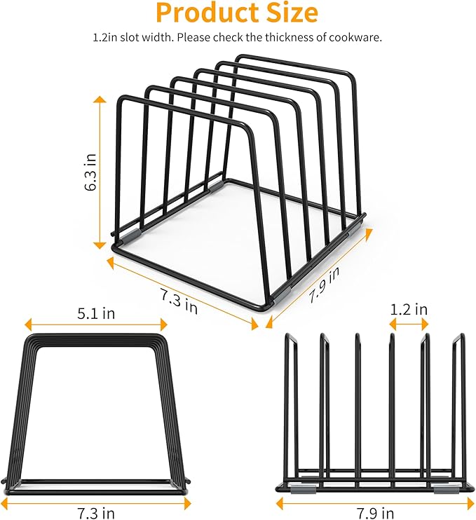 Cutting Board Organizer Kitchen Organizer Rack for Cutting Board, Bakeware, and Cookie Sheet, 5-Slot Heavy-Duty Steel Cookware Holder,Rust-Resistant with Anti-Slip Feet (1, Large)