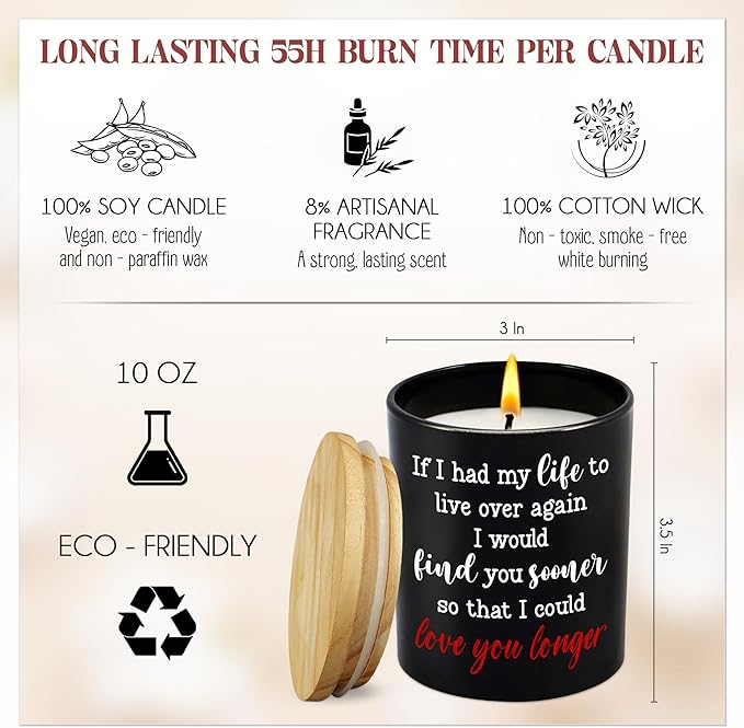 Anniversary Wedding Gifts for Women Men - Long Lasting Vanilla Lavender Scented Candle 10 Oz - Anniversary Wedding Gifts for Him Her, Wife Husband Birthday Gift, Couple Gift for Boyfriend