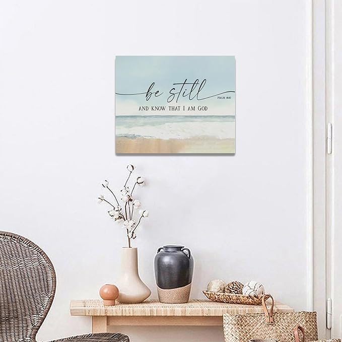 Large Christian Wall Art Be Still and Know That I Am God Pictures Wall Decor Bible Verse Psalm Canvas Painting Print Modern Home Decor Artworks Framed for Living Room Bathroom Master Bedroom 20"x16"