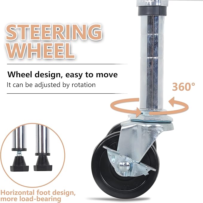 BestOffice | 4-Tier Wire Storage Shelves with Wheels | 36x14x62 | Chrome | Adjustable Racks | Heavy-Duty Metal Shelf, Holds Upto 500 lbs | No-Tool Assembly | Ideal for Home & Garage Shelving