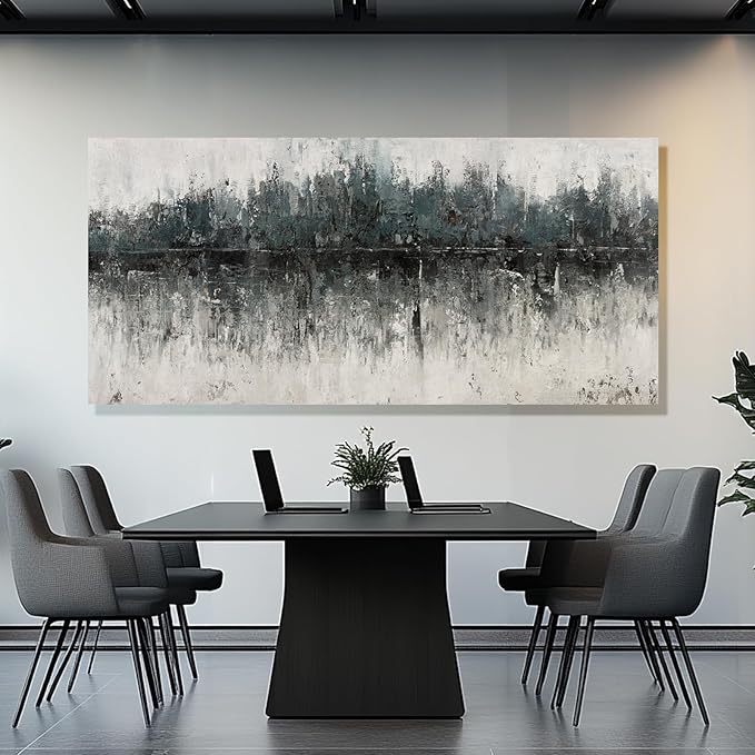 SDYA Abstract Wall Decorations for Living Room/Green and Grey Painting Artwork on Canvas/Master Bedroom Wall Decor/Posters for Room Men Office Dining Room 29"x 58"