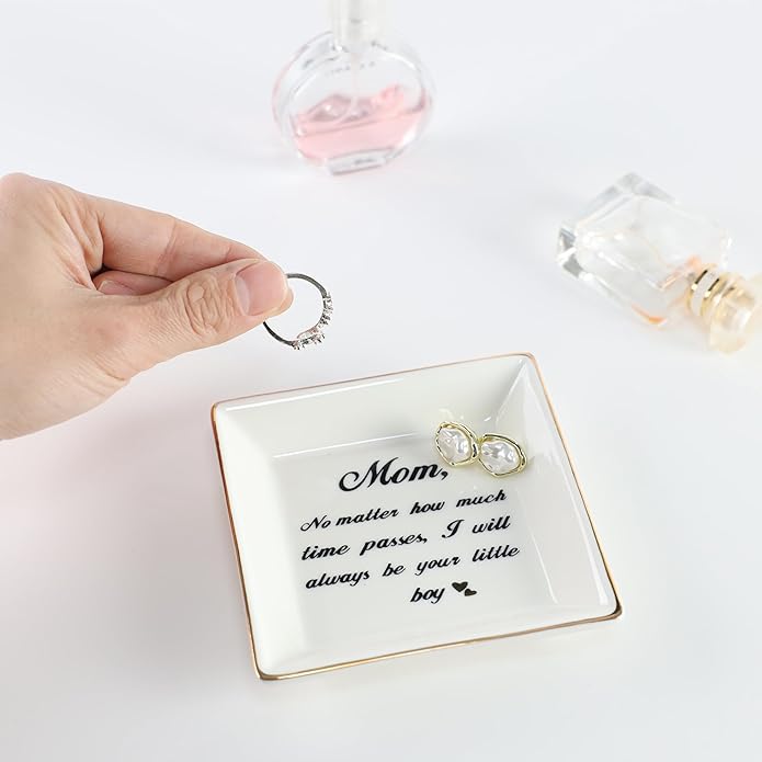 HOME SMILE Ceramic Ring Dish Jewelry Tray for Mom Sister Friends