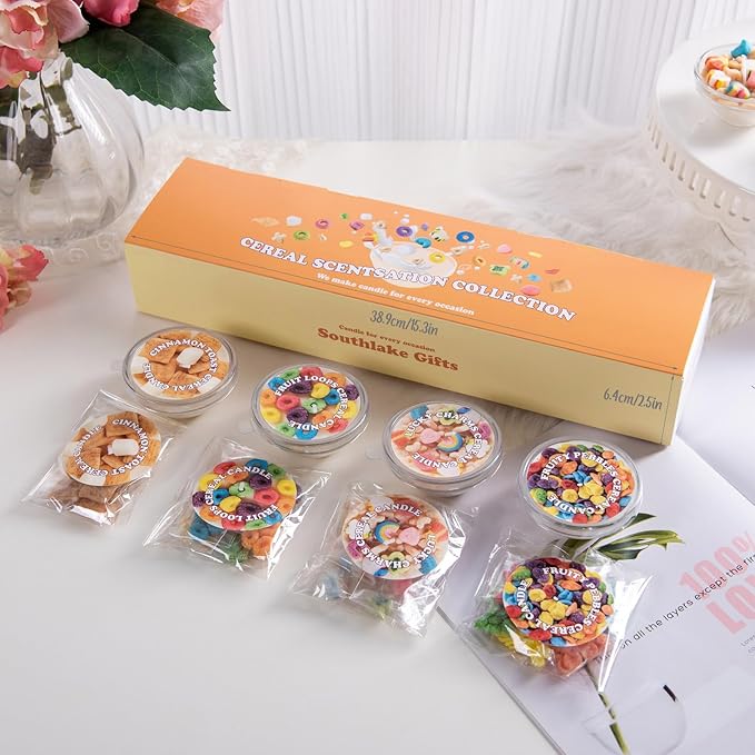 Mini Mix Funny Cereal Bowl Scented Soy Aromatherapy Candles for Birthday Party Wedding Favor (4pcs/Pack)
