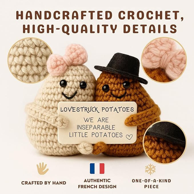 Love Potatoes© | Idea Couple Gift | for Him & Her | Surprise Valentine’s Day Anniversary Wedding | I Love You | Romantic Plush | Partner Boyfriend Girlfriend | Distance Relationship | Cute Pocket Hug