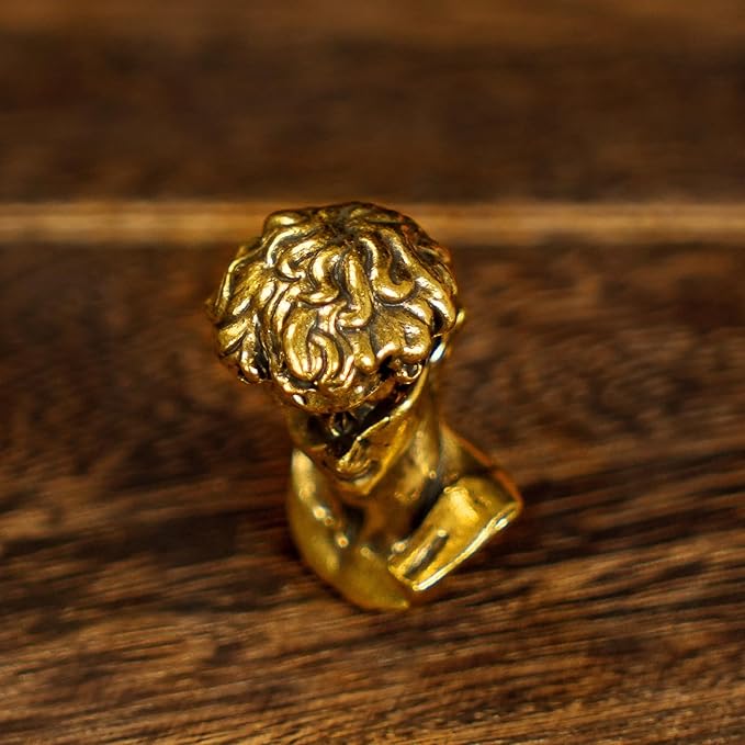 Binary David Peep into The Future Sculpture Retro Style Made of Solid 100% Brass Handcrafted Ideal for Home Decor Desk Ornaments Collectible Crafts Office Scene Setters & Artistic Decorations