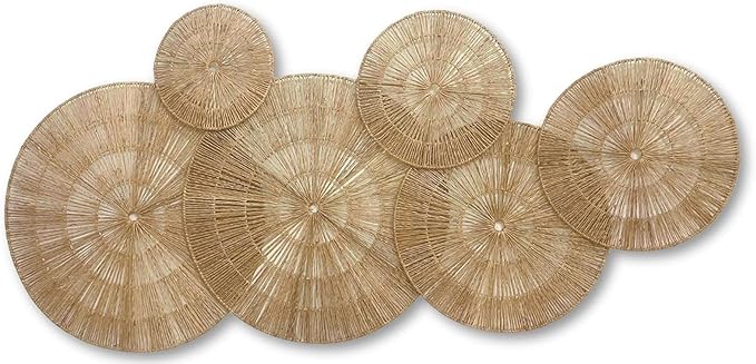 21.6 inch Wicker Wall Decor Set – Boho Wall Basket Decor with Jute Rope, Large Circle Wall Baskets, Natural Woven Wall Art for Living Room Bedroom, Decorative Seagrass Wall Hanging