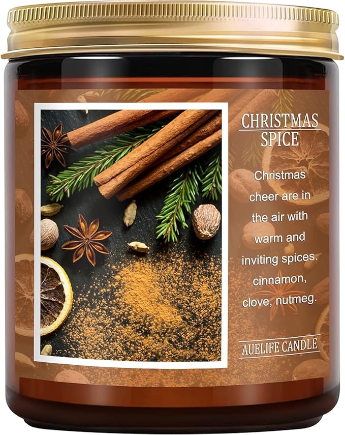 Christmas Spice Soy Candle - 7 oz Aromatherapy Jar Candle - Winter for Women & Men