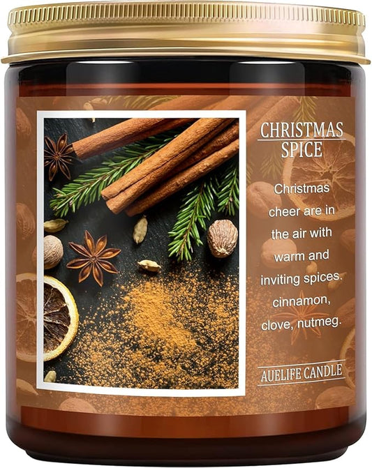 Christmas Spice Soy Candle - 7 oz Aromatherapy Jar Candle - Winter for Women & Men