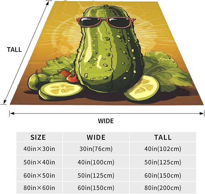 Funny Pickles Dill Blanket Gifts for Grils Women Flannel Throw Blankets for Home Couch Bed Sofa Soft Fuzzy Lightweight Decor All Season 50x40 Inches